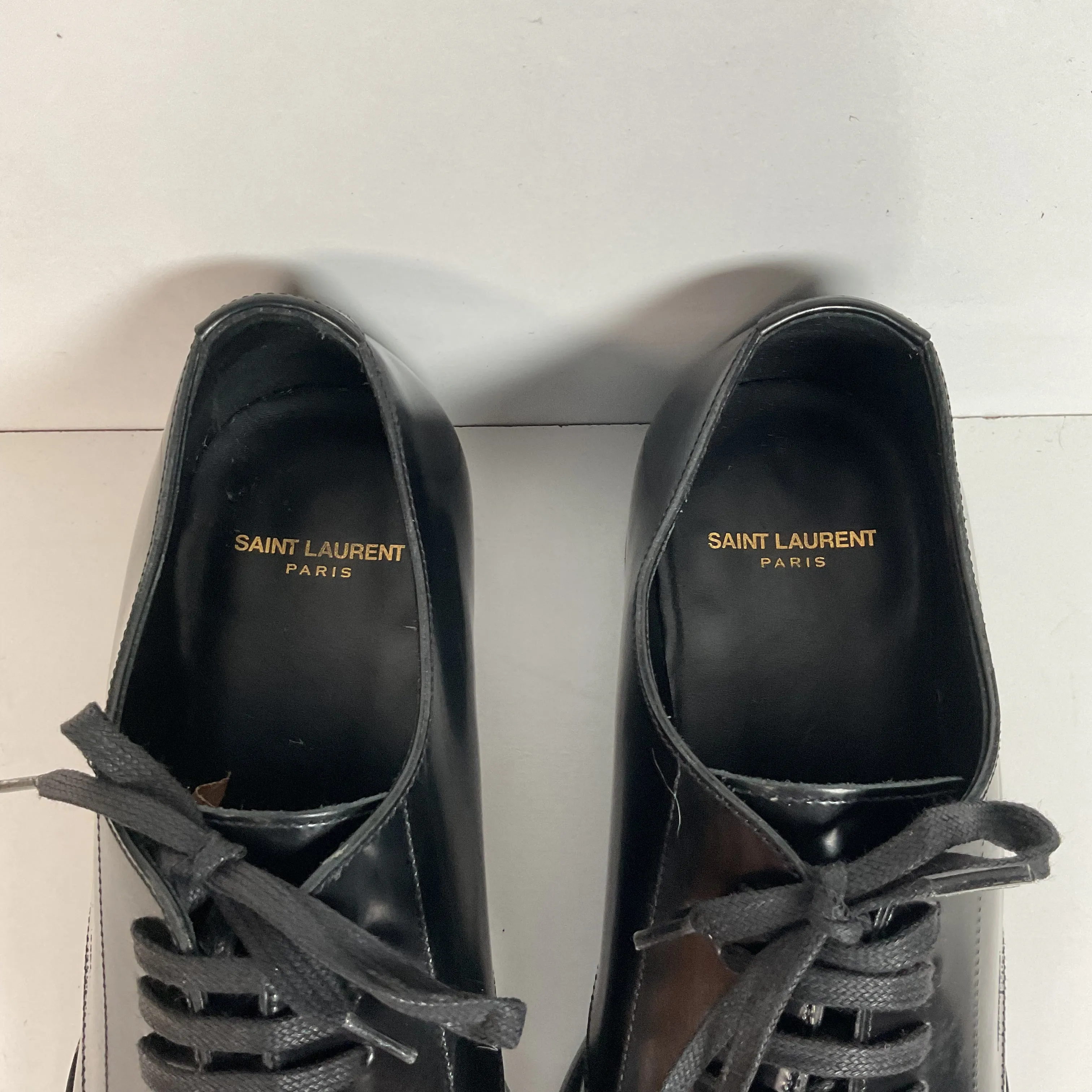 Yves Saint Laurent Paris Patent Leather Derby Loafers 40 EU | 7 US Italy