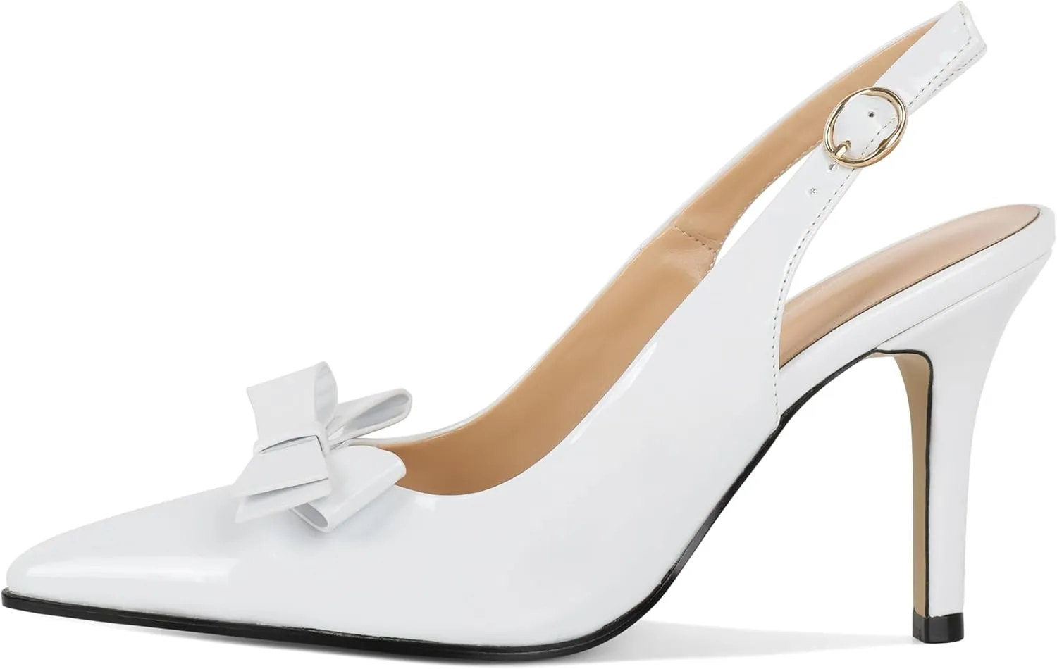 Zamikoo Bow Knot Slingback Heels for Women Pointed Toe Slip On Stilettos High Heel Pumps Shoes