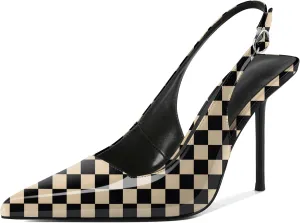 Zamikoo Slingback Heels for Women Pointed Toe Slip On Stilettos High Heel Pumps Shoes 4 Inches