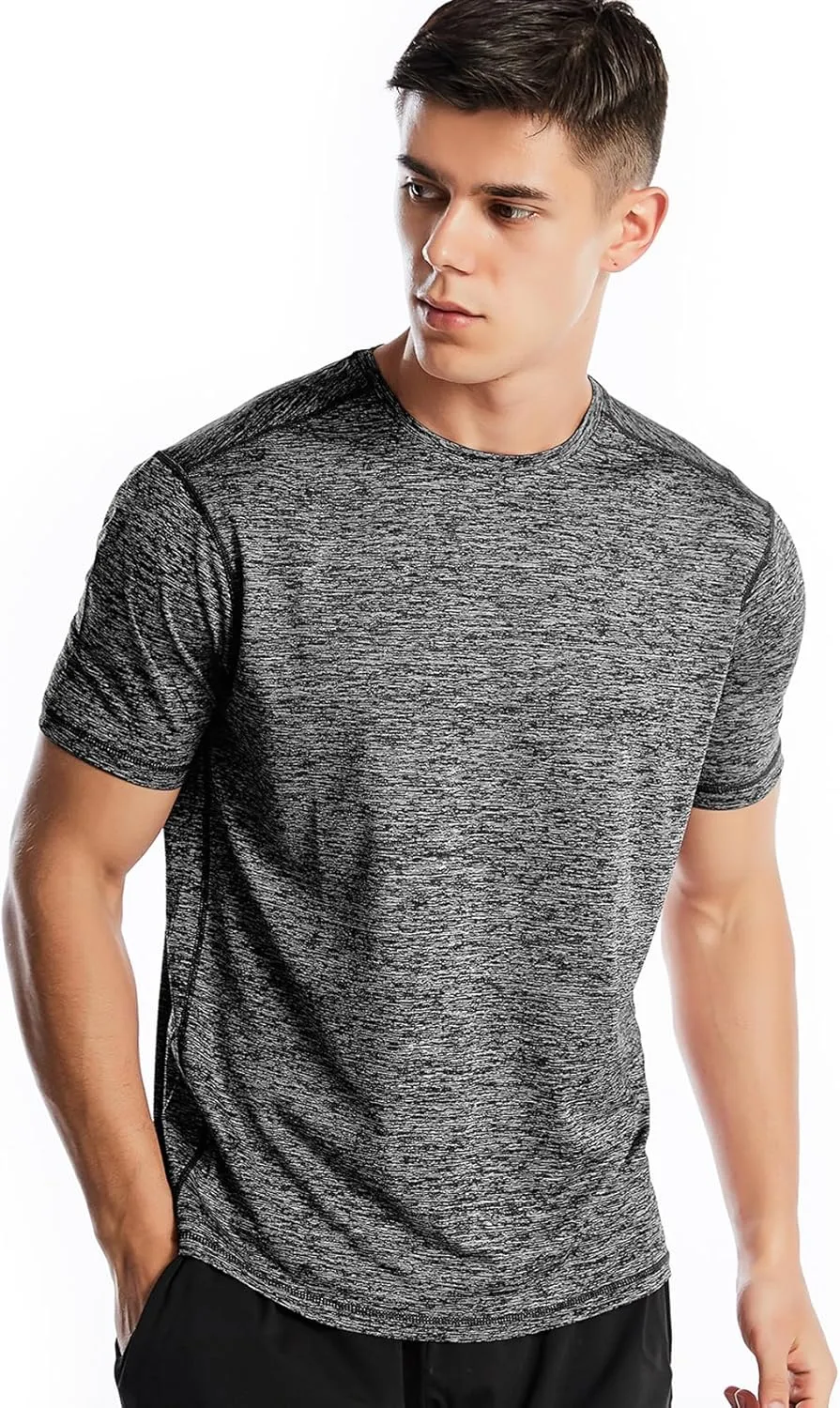 Zengjo Athletic Shirts for Men Short Sleeve Quick Dry Workout Running Gym Sport Exercise Tee Moisture Wicking