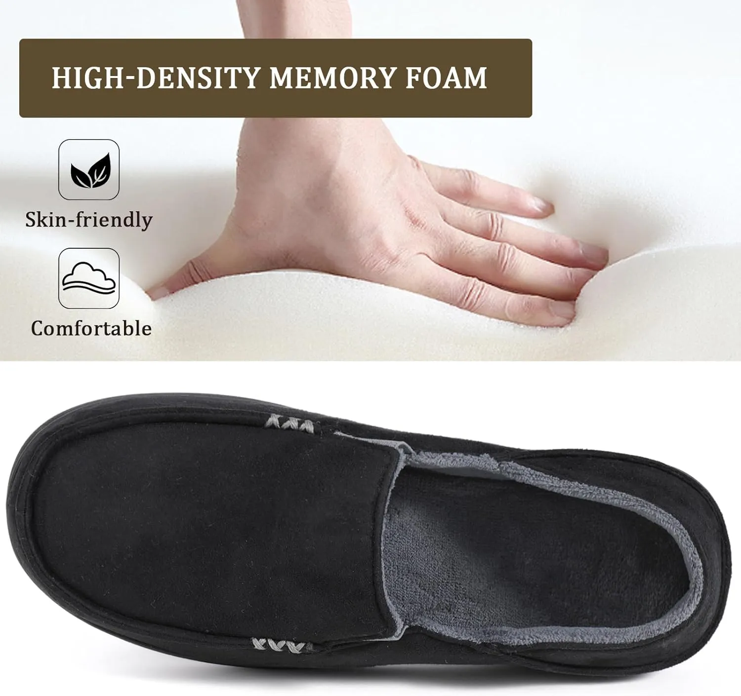 Zizor Men's High Density Memory Foam Comfort Moccasin Slippers