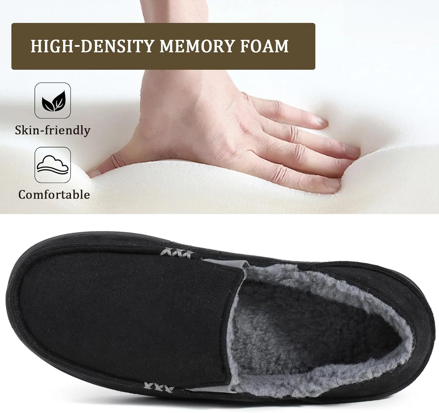 Zizor Men's High Density Memory Foam Comfort Moccasin Slippers