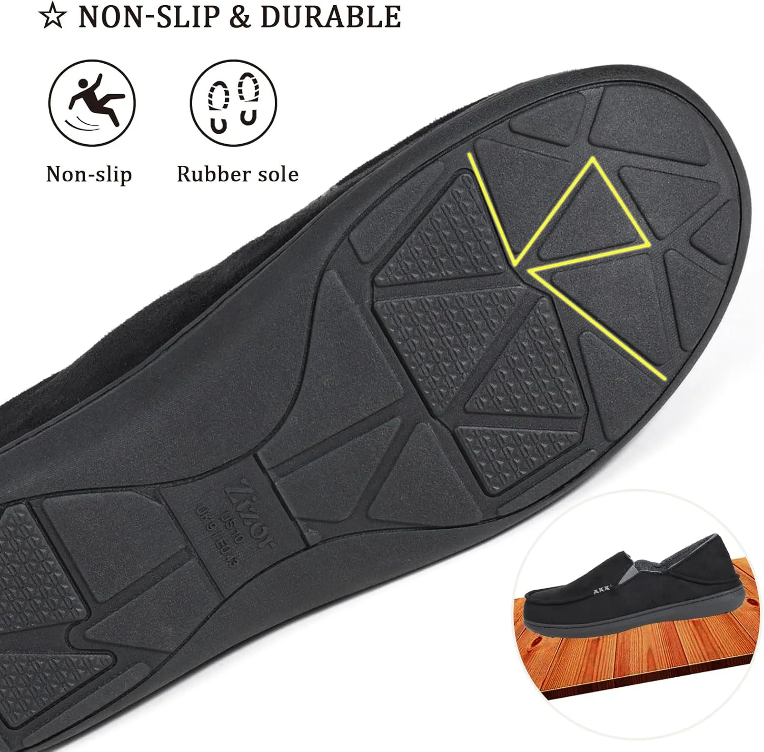 Zizor Men's High Density Memory Foam Comfort Moccasin Slippers