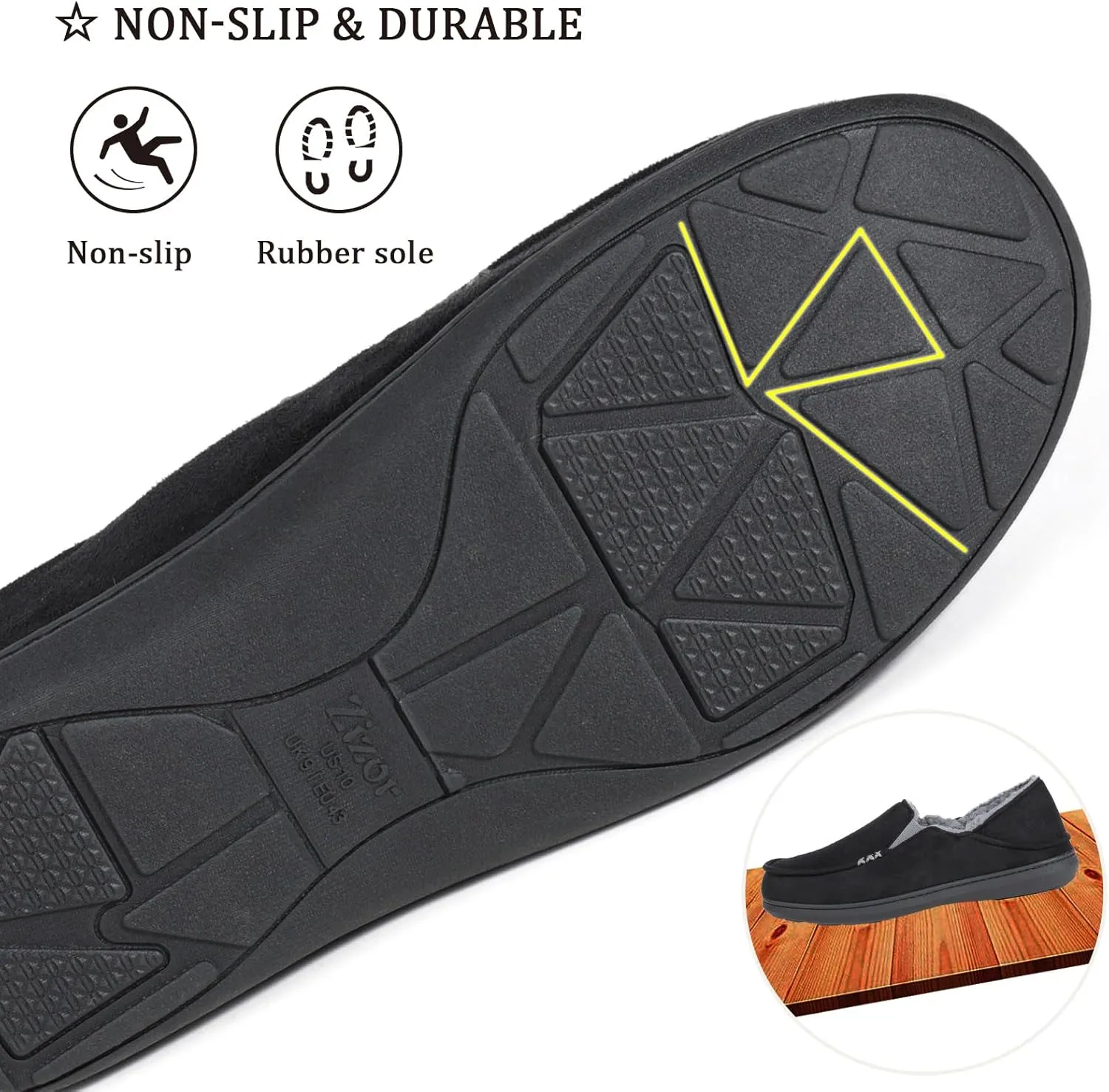 Zizor Men's High Density Memory Foam Comfort Moccasin Slippers