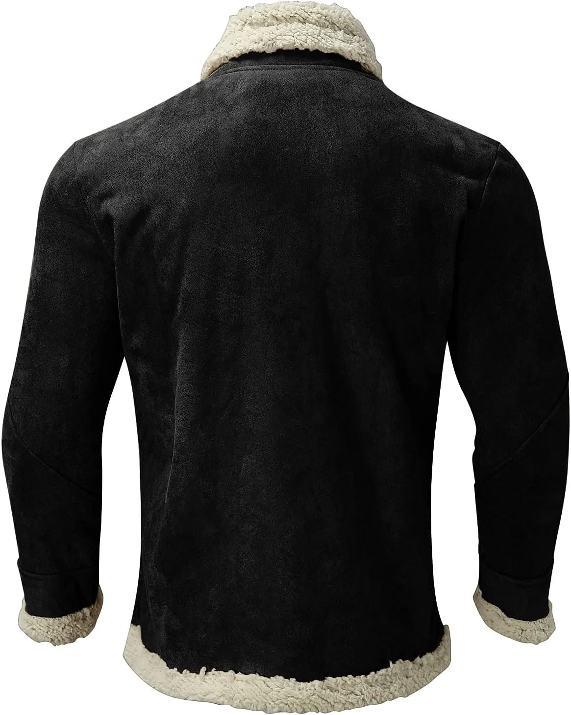 ZYXTIM Men's Suede Bomber Jackets Lapel Fleece Sherpa Lined Warm Trucker Jacket Oversized Zipper Heavyweight Trench Coat