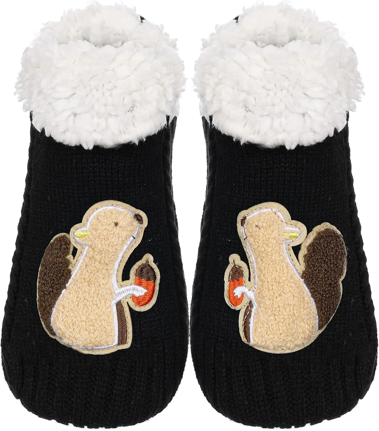 ZYZX Animal Fuzzy Slipper Socks for Women with Grips Winter Cozy Knit Cute Fuzzy Socks Non Slip Sherpa lining Fluffy House Grips Socks Gifts