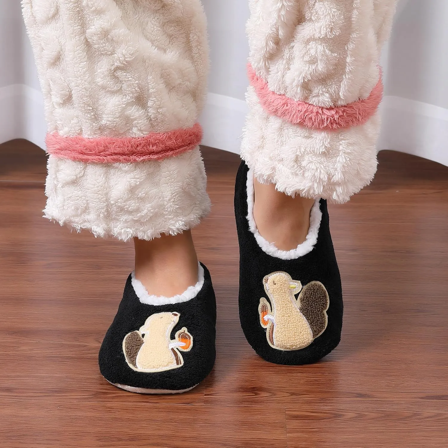 ZYZX Animal Slipper Socks for Women with Grippers Winter Warm Soft Funny Cute Slippers Non Slip Fleece Lining Indoor Fuzzy Socks Gifts Slippers