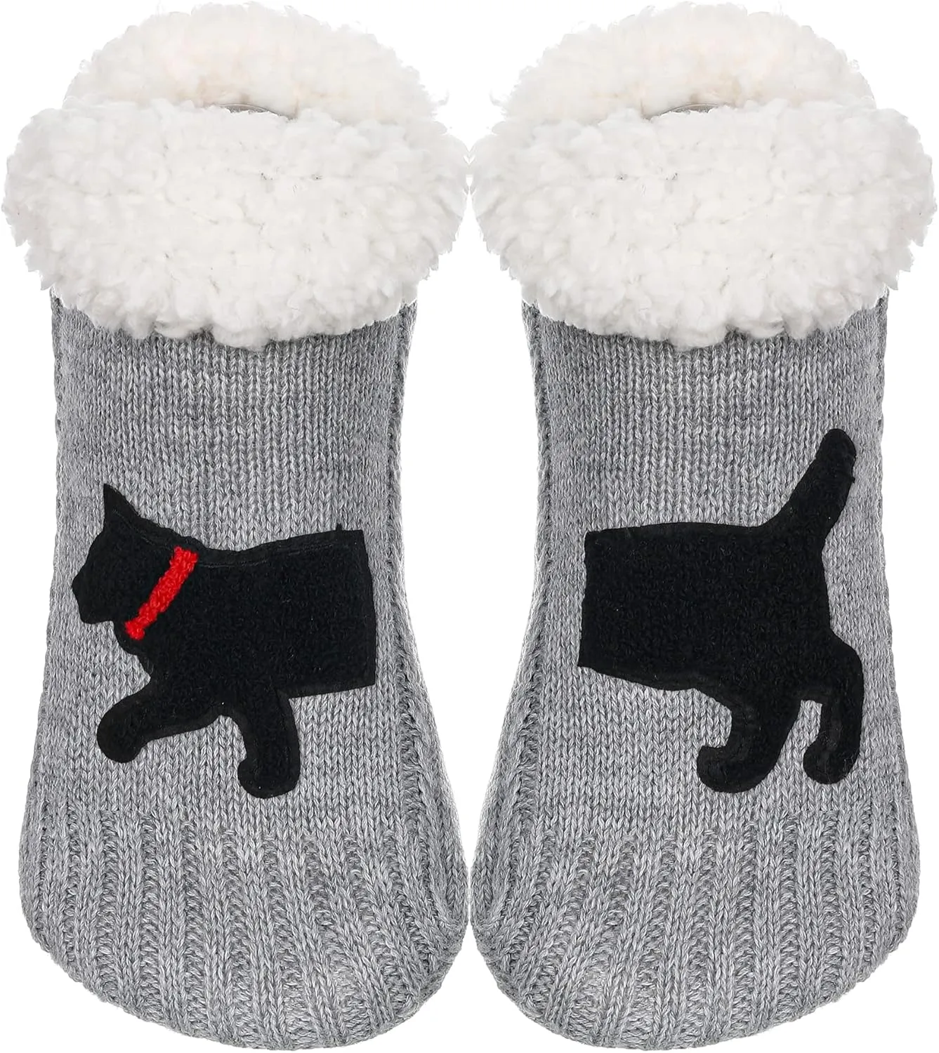 ZYZX Cat Fuzzy Slipper Socks with Grips Winter Non Slip Fleece-lined Fluffy Cute Fuzzy Socks Cozy Soft Funny Warm House Socks Gifts