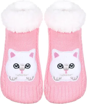 ZYZX Cat Fuzzy Slipper Socks with Grips Winter Non Slip Fleece-lined Fluffy Cute Fuzzy Socks Cozy Soft Funny Warm House Socks Gifts