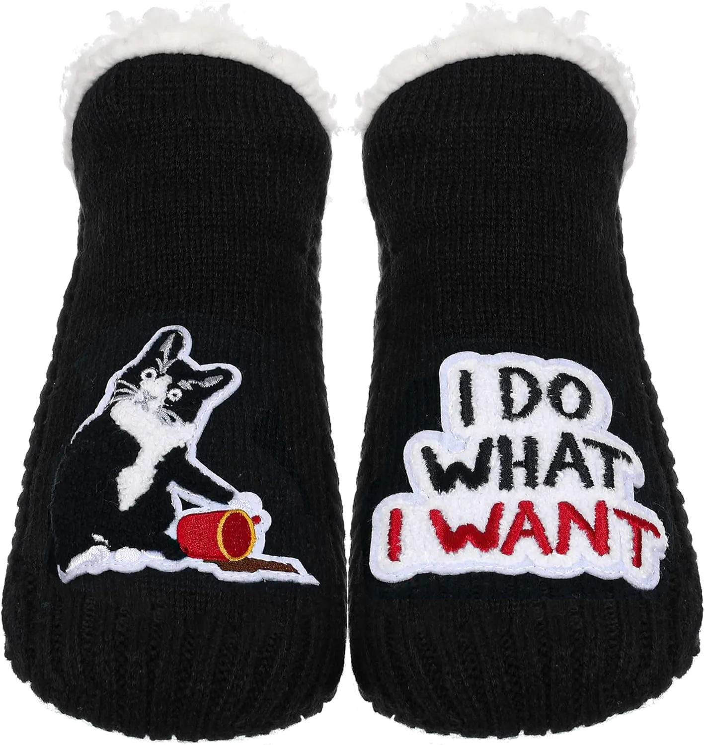 ZYZX Cat Fuzzy Slipper Socks with Grips Winter Non Slip Fleece-lined Fluffy Cute Fuzzy Socks Cozy Soft Funny Warm House Socks Gifts