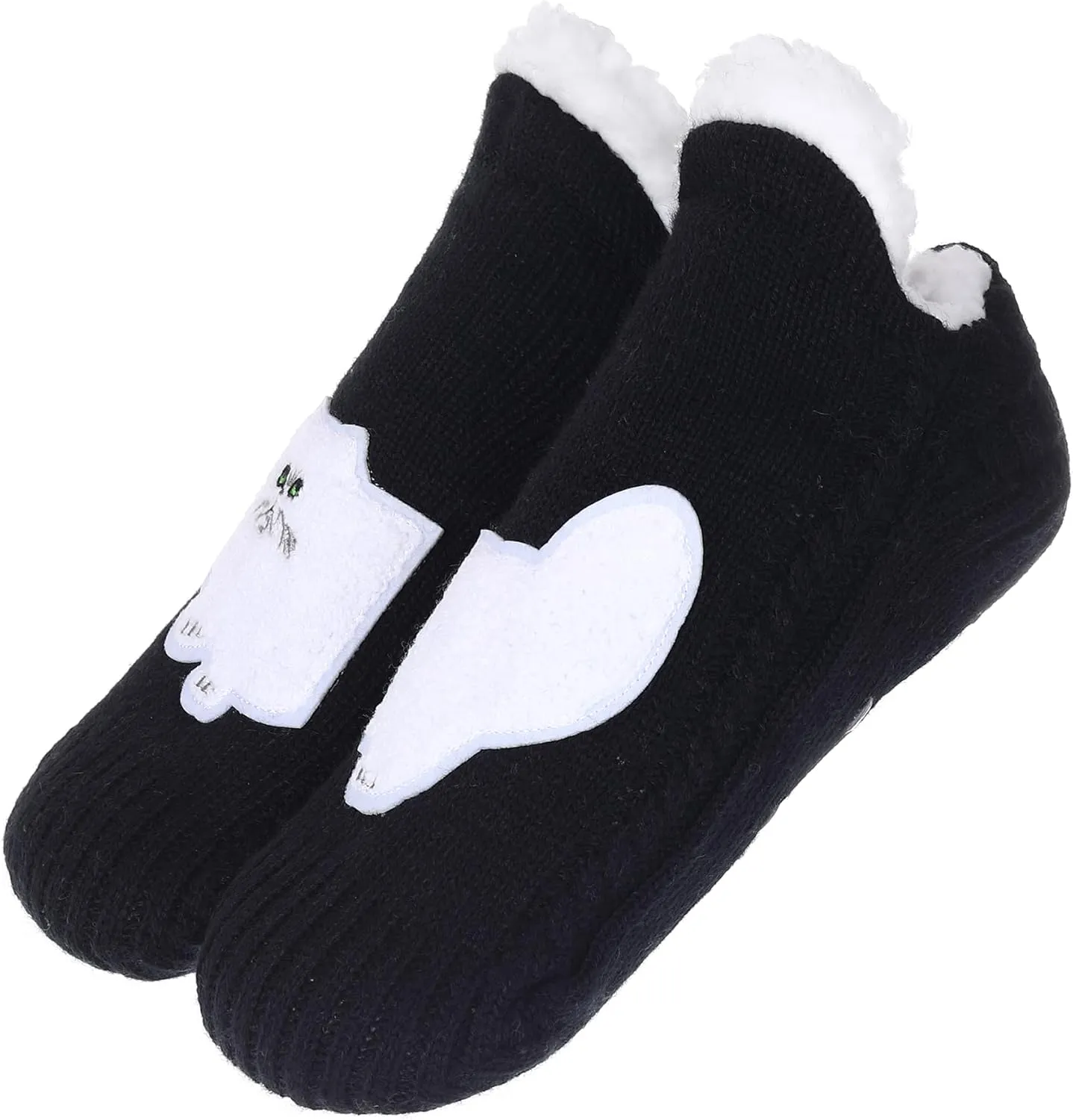 ZYZX Cat Fuzzy Slipper Socks with Grips Winter Non Slip Fleece-lined Fluffy Cute Fuzzy Socks Cozy Soft Funny Warm House Socks Gifts