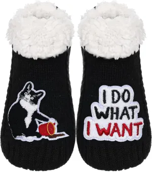 ZYZX Cat Fuzzy Slipper Socks with Grips Winter Non Slip Fleece-lined Fluffy Cute Fuzzy Socks Cozy Soft Funny Warm House Socks Gifts
