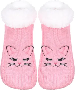 ZYZX Cat Fuzzy Slipper Socks with Grips Winter Non Slip Fleece-lined Fluffy Cute Fuzzy Socks Cozy Soft Funny Warm House Socks Gifts