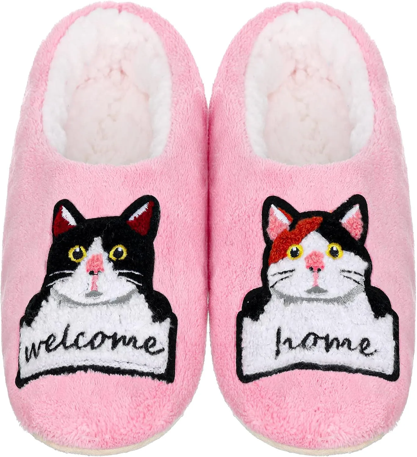 ZYZX Cat Slipper Socks for Women Winter Cozy Soft Warm Funny Cute Slippers Non Slip Sherpa Lining Indoor Fuzzy Socks with Grippers Gifts Slippers