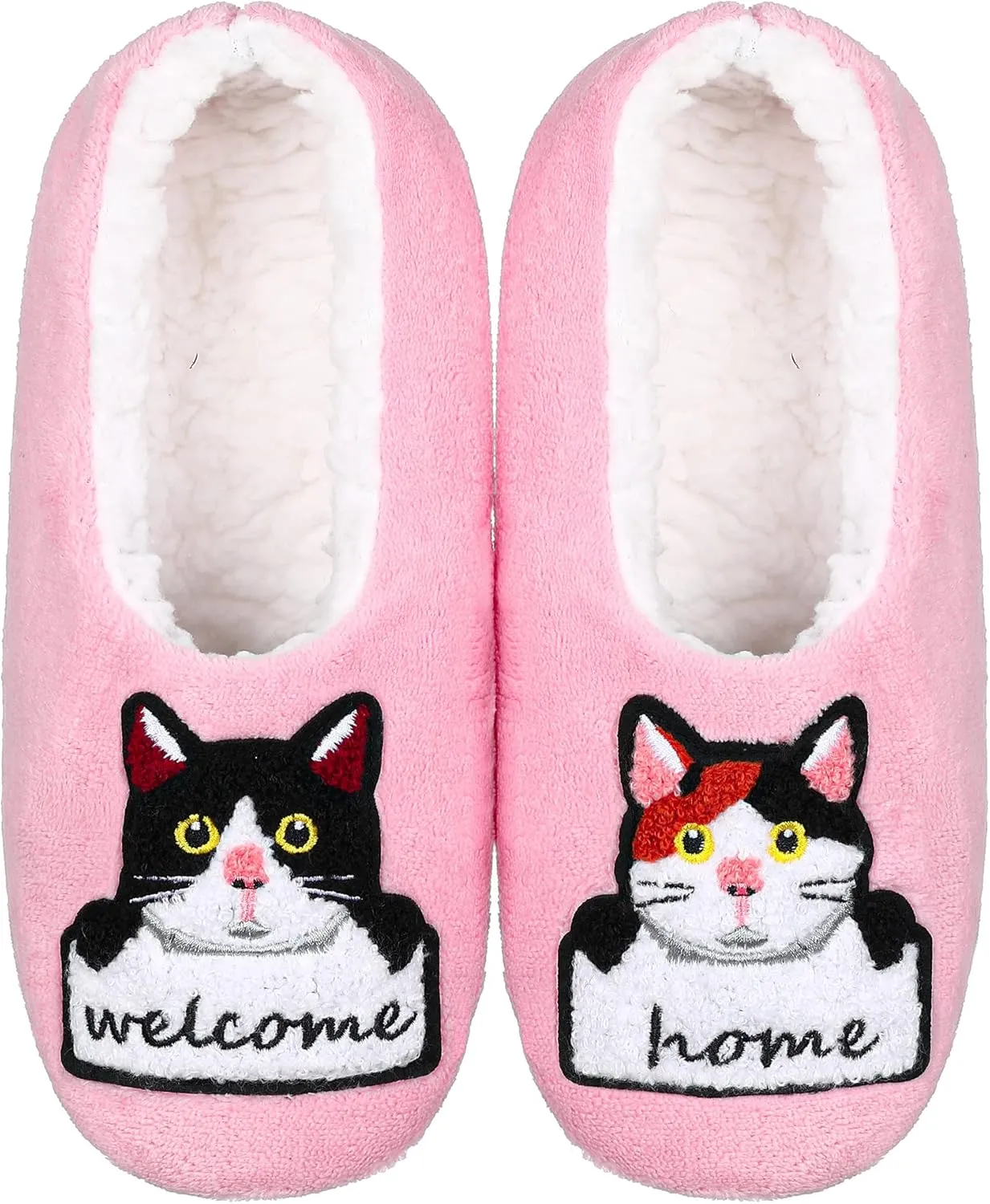 ZYZX Cat Slipper Socks for Women Winter Cozy Soft Warm Funny Cute Slippers Non Slip Sherpa Lining Indoor Fuzzy Socks with Grippers Gifts Slippers