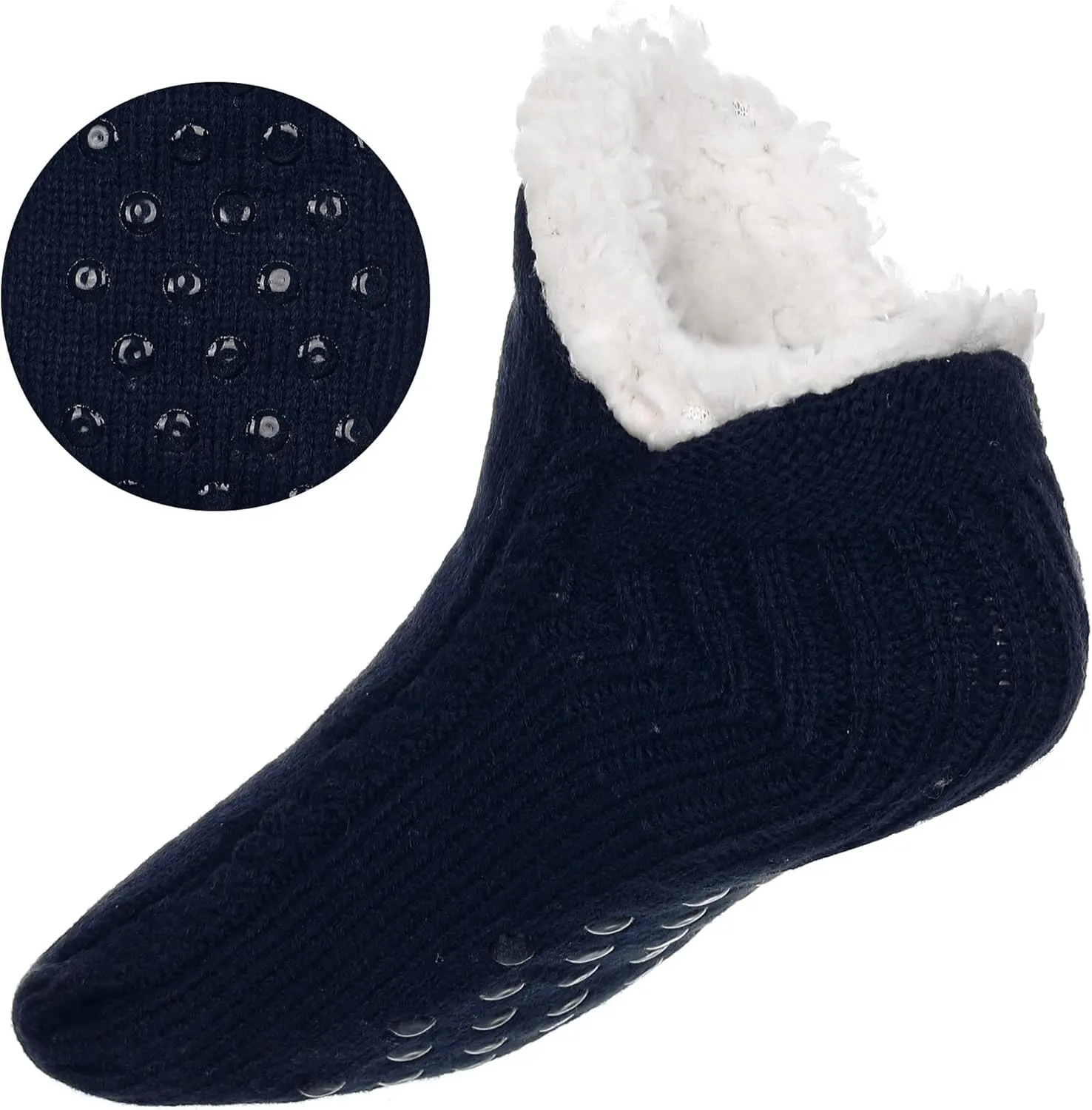 ZYZX Cute Fuzzy Slipper Socks - Winter Warm Funny Non-Slip Knit House Socks With Grips - Fleece-Lined Fluffy Bed Socks for Women - Gifts