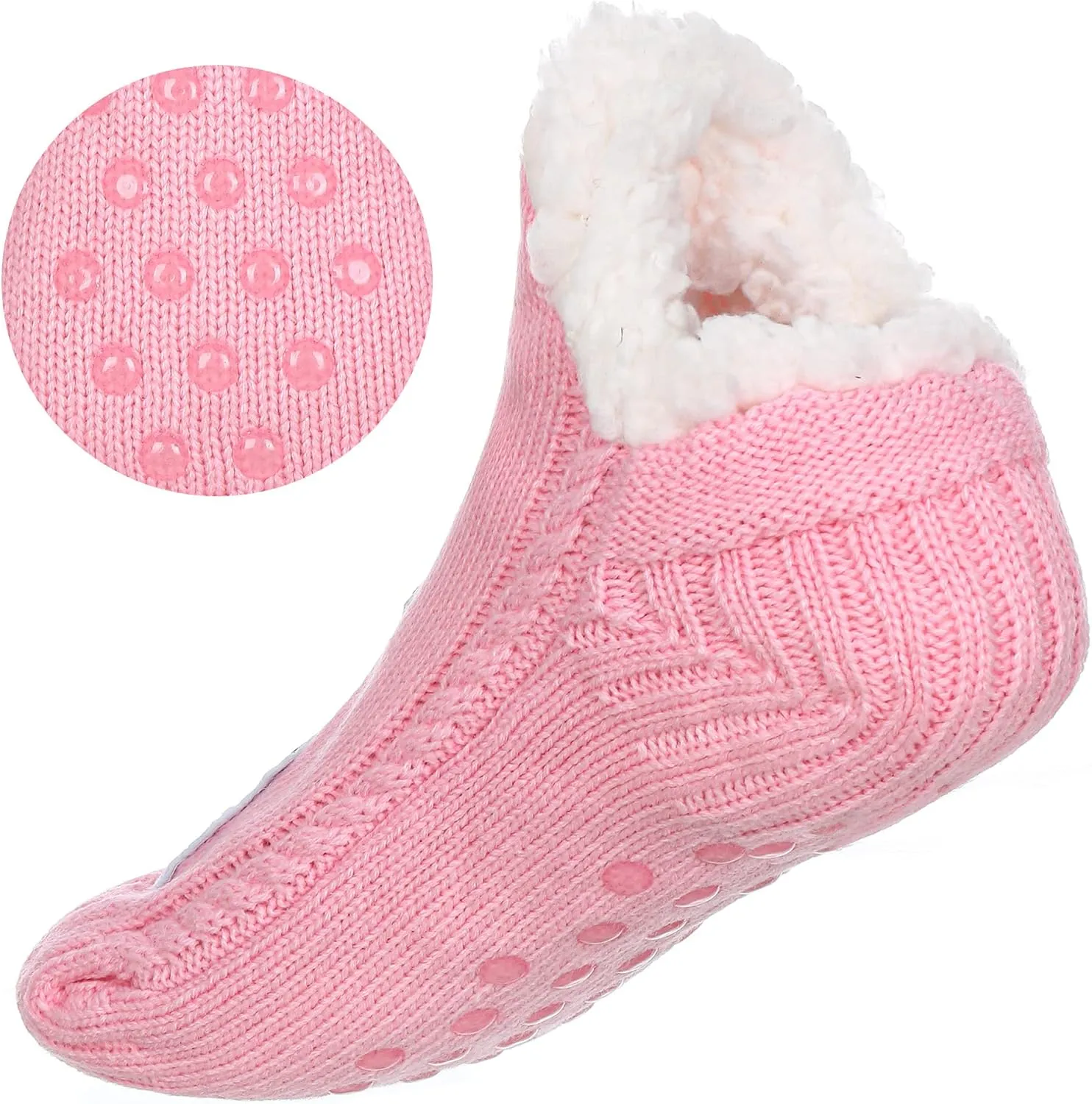 ZYZX Cute Fuzzy Slipper Socks - Winter Warm Funny Non-Slip Knit House Socks With Grips - Fleece-Lined Fluffy Bed Socks for Women - Gifts
