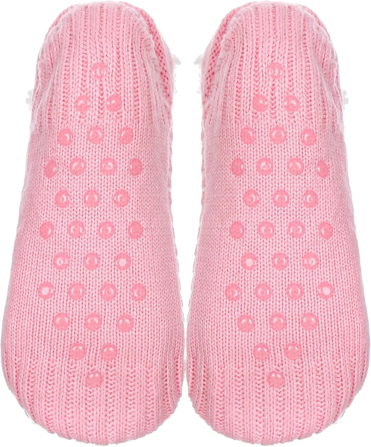 ZYZX Cute Fuzzy Slipper Socks - Winter Warm Funny Non-Slip Knit House Socks With Grips - Fleece-Lined Fluffy Bed Socks for Women - Gifts