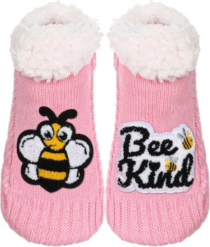 ZYZX Cute Fuzzy Slipper Socks - Winter Warm Funny Non-Slip Knit House Socks With Grips - Fleece-Lined Fluffy Bed Socks for Women - Gifts