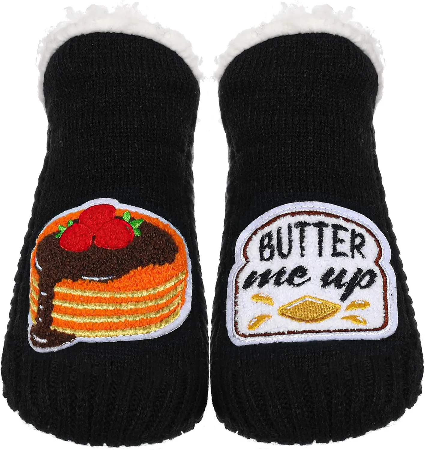 ZYZX Cute Fuzzy Slipper Socks - Winter Warm Funny Non-Slip Knit House Socks With Grips - Fleece-Lined Fluffy Bed Socks for Women - Gifts