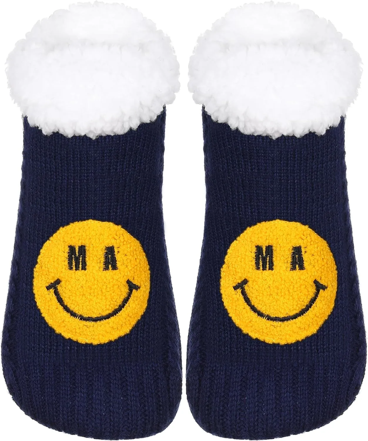 ZYZX Cute Fuzzy Slipper Socks - Winter Warm Funny Non-Slip Knit House Socks With Grips - Fleece-Lined Fluffy Bed Socks for Women - Gifts