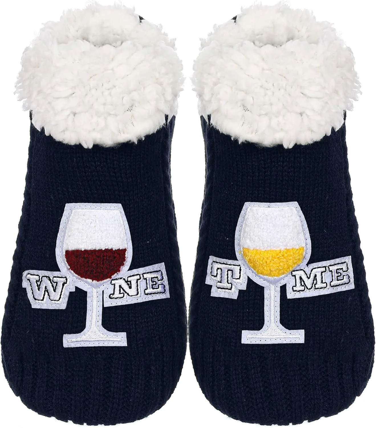 ZYZX Cute Fuzzy Slipper Socks - Winter Warm Funny Non-Slip Knit House Socks With Grips - Fleece-Lined Fluffy Bed Socks for Women - Gifts