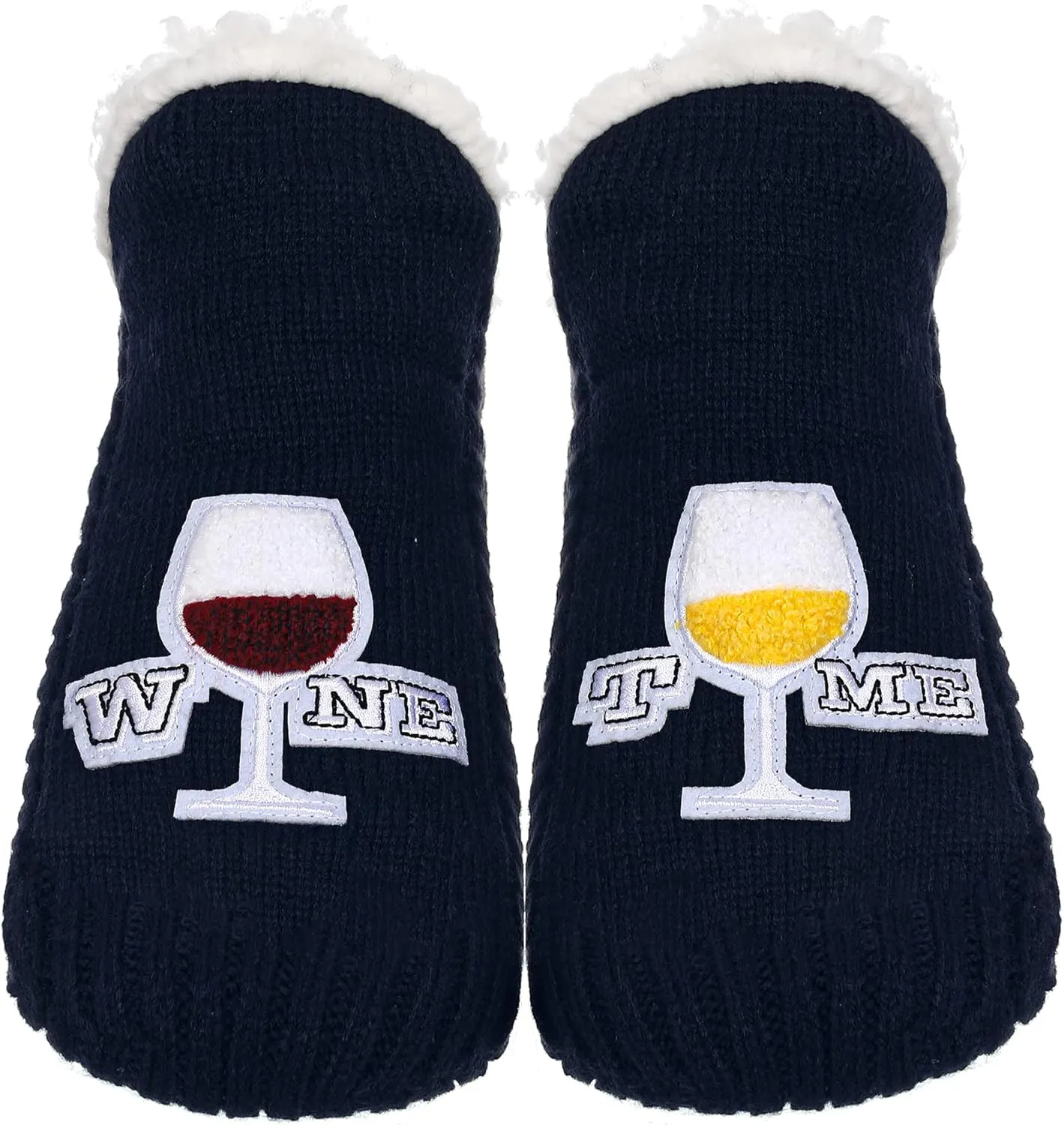 ZYZX Cute Fuzzy Slipper Socks - Winter Warm Funny Non-Slip Knit House Socks With Grips - Fleece-Lined Fluffy Bed Socks for Women - Gifts