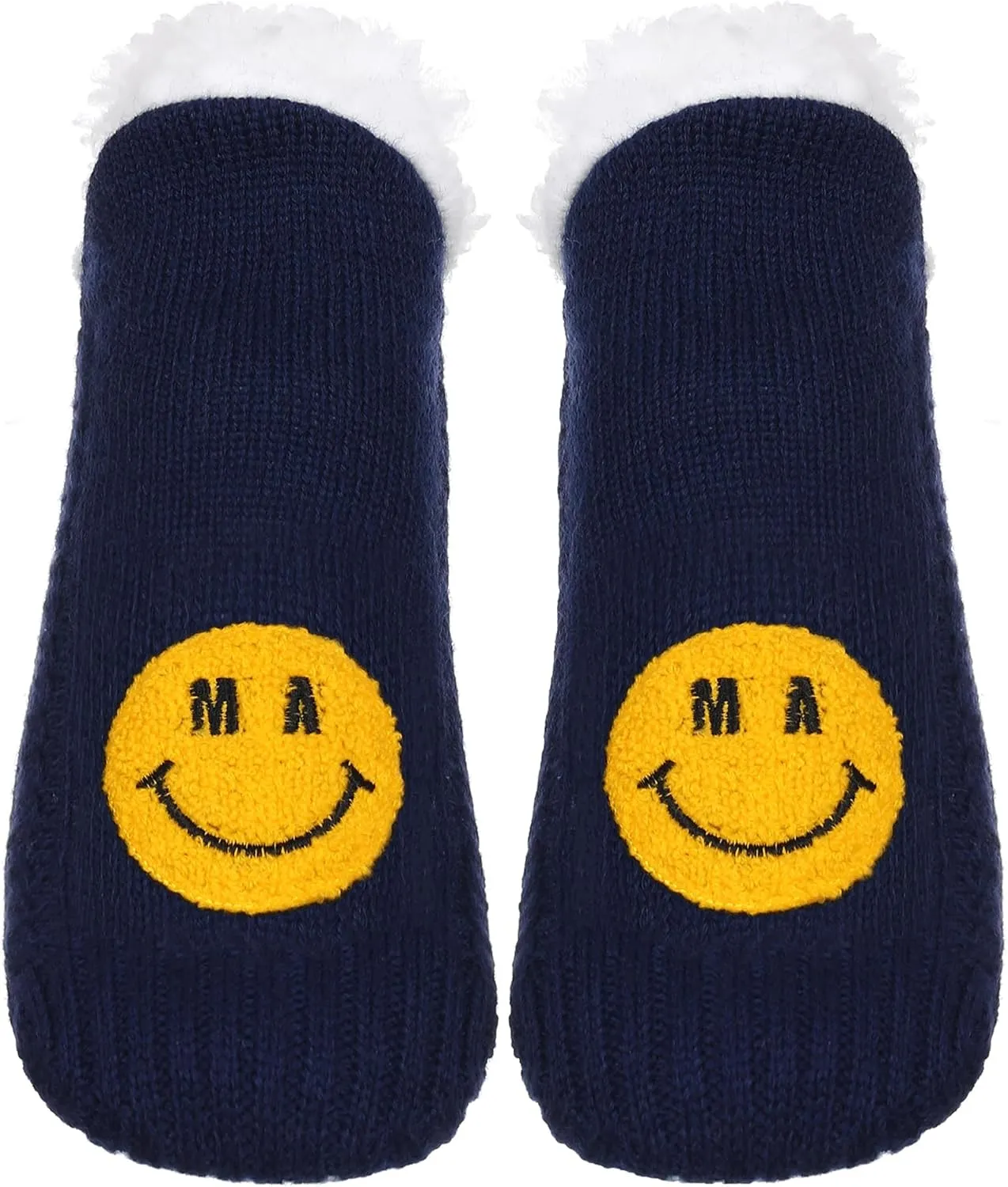 ZYZX Cute Fuzzy Slipper Socks - Winter Warm Funny Non-Slip Knit House Socks With Grips - Fleece-Lined Fluffy Bed Socks for Women - Gifts
