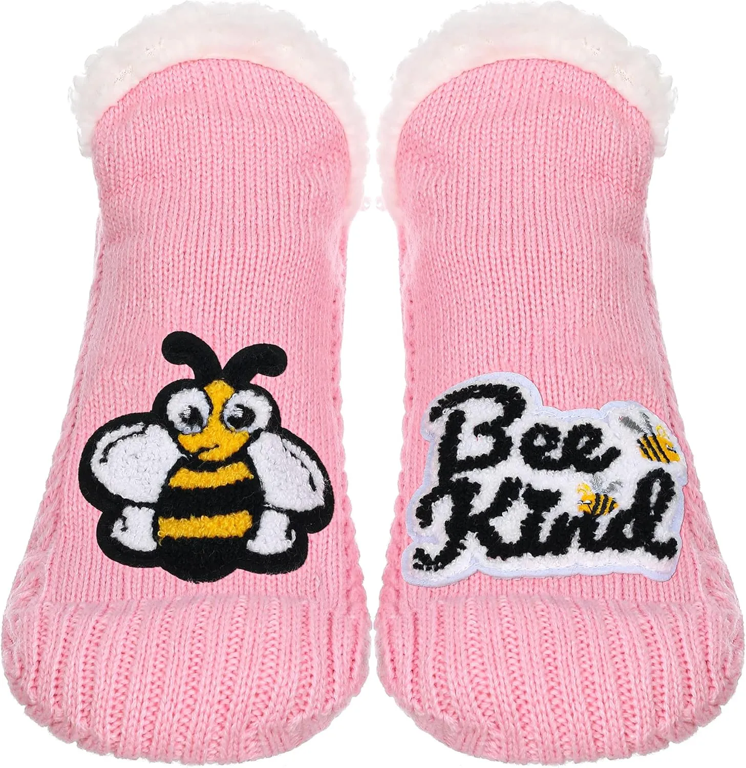 ZYZX Cute Fuzzy Slipper Socks - Winter Warm Funny Non-Slip Knit House Socks With Grips - Fleece-Lined Fluffy Bed Socks for Women - Gifts