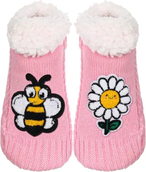 ZYZX Cute Fuzzy Slipper Socks - Winter Warm Funny Non-Slip Knit House Socks With Grips - Fleece-Lined Fluffy Bed Socks for Women - Gifts