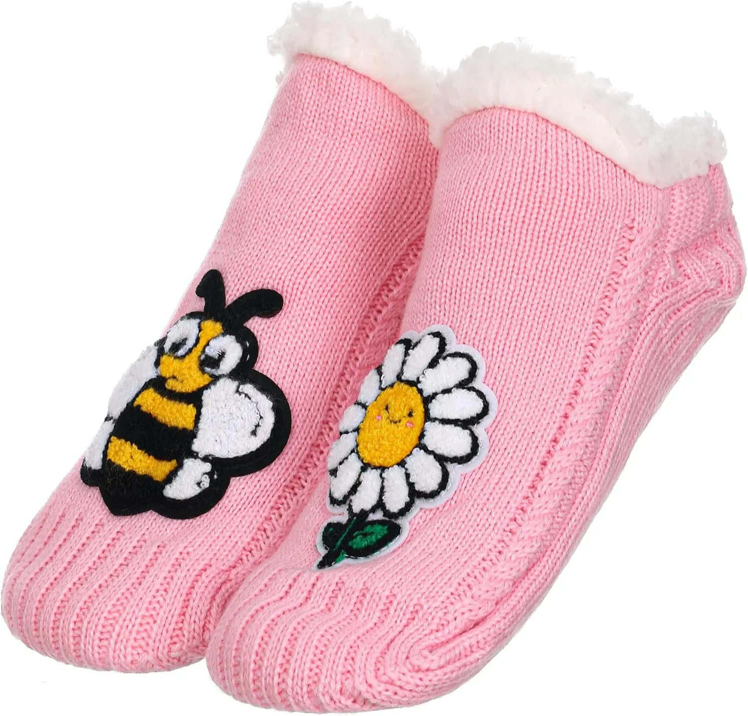 ZYZX Cute Fuzzy Slipper Socks - Winter Warm Funny Non-Slip Knit House Socks With Grips - Fleece-Lined Fluffy Bed Socks for Women - Gifts
