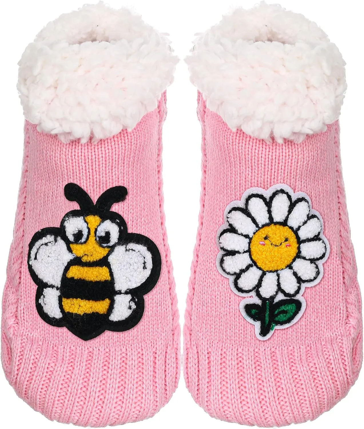 ZYZX Cute Fuzzy Slipper Socks - Winter Warm Funny Non-Slip Knit House Socks With Grips - Fleece-Lined Fluffy Bed Socks for Women - Gifts