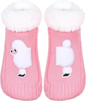 ZYZX Dog Pattern Slipper Socks with Grips Winter Knit Fleece-lined Warm Cute Fuzzy Socks Non Slip Cozy Soft Funny Fluffy House Socks Gifts