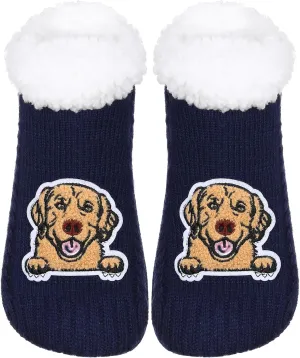 ZYZX Dog Pattern Slipper Socks with Grips Winter Knit Fleece-lined Warm Cute Fuzzy Socks Non Slip Cozy Soft Funny Fluffy House Socks Gifts