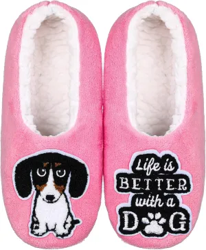 ZYZX Womens Slipper Socks Dog Pattern Winter Warm Soft Cute Slippers Non Slip Fleece-lined Cozy House Fuzzy Socks with Grippers Gifts Slippers