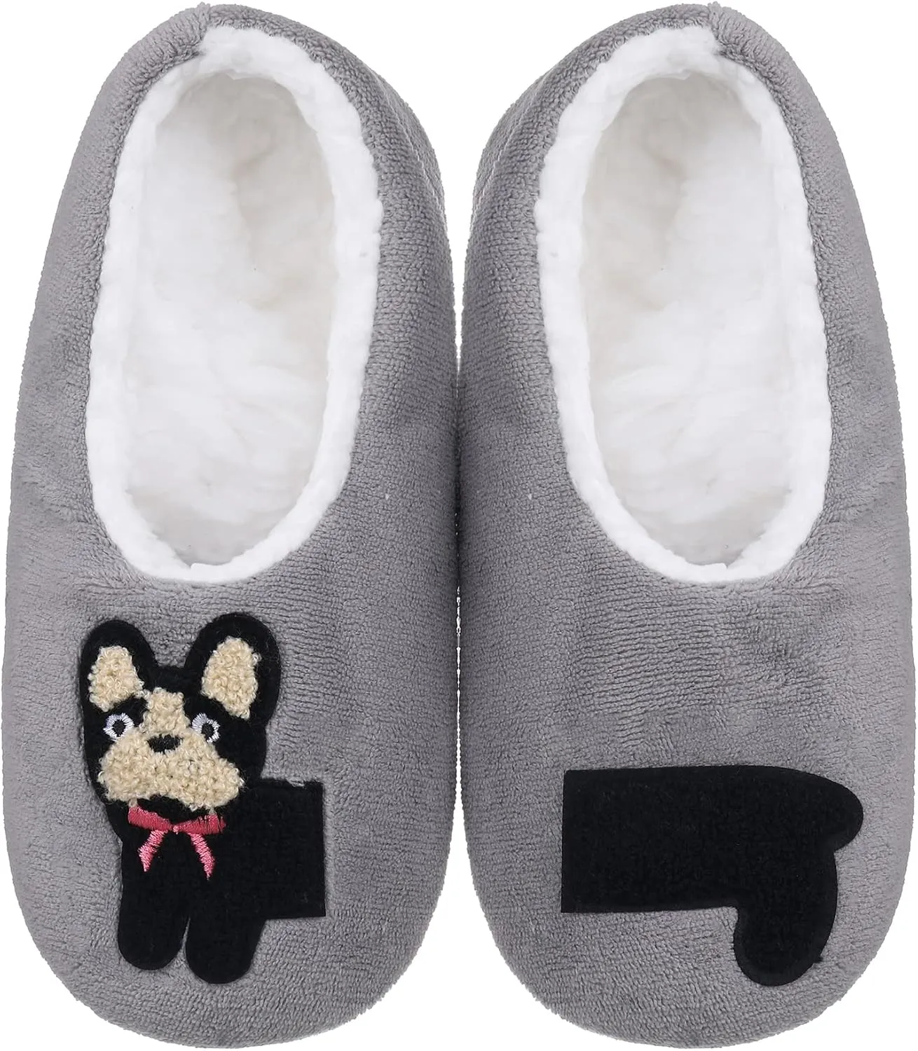 ZYZX Womens Slipper Socks Dog Pattern Winter Warm Soft Cute Slippers Non Slip Fleece-lined Cozy House Fuzzy Socks with Grippers Gifts Slippers