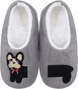 ZYZX Womens Slipper Socks Dog Pattern Winter Warm Soft Cute Slippers Non Slip Fleece-lined Cozy House Fuzzy Socks with Grippers Gifts Slippers