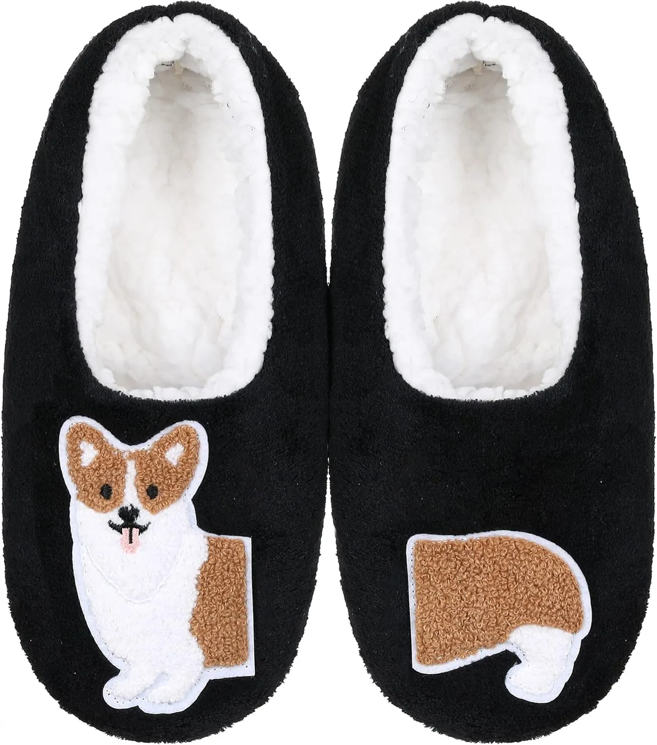ZYZX Womens Slipper Socks Dog Pattern Winter Warm Soft Cute Slippers Non Slip Fleece-lined Cozy House Fuzzy Socks with Grippers Gifts Slippers
