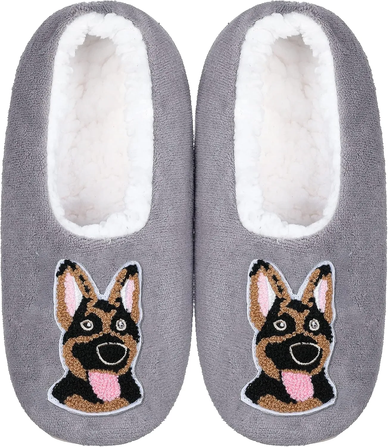 ZYZX Womens Slipper Socks Dog Pattern Winter Warm Soft Cute Slippers Non Slip Fleece-lined Cozy House Fuzzy Socks with Grippers Gifts Slippers