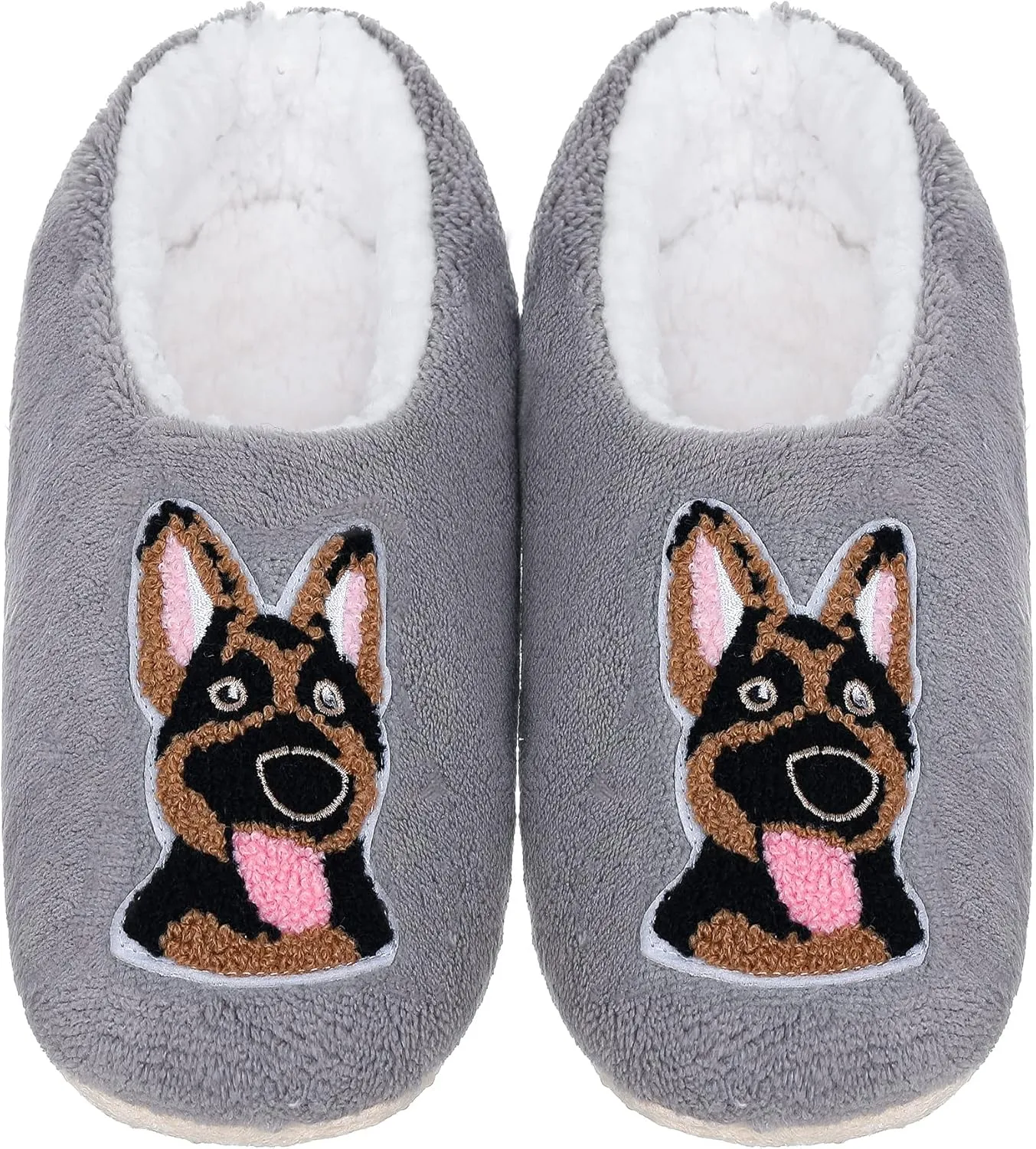 ZYZX Womens Slipper Socks Dog Pattern Winter Warm Soft Cute Slippers Non Slip Fleece-lined Cozy House Fuzzy Socks with Grippers Gifts Slippers